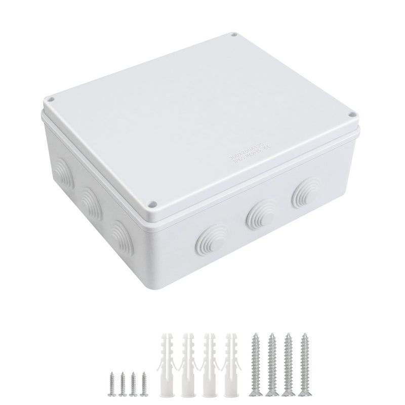 LeMotech ABS Plastic Dustproof Waterproof IP65 Junction Box Universal Electrical Project Enclosure White 11.8 x 9.8 x 4.7 inch (300 x 250 x 120 mm) - Image 1